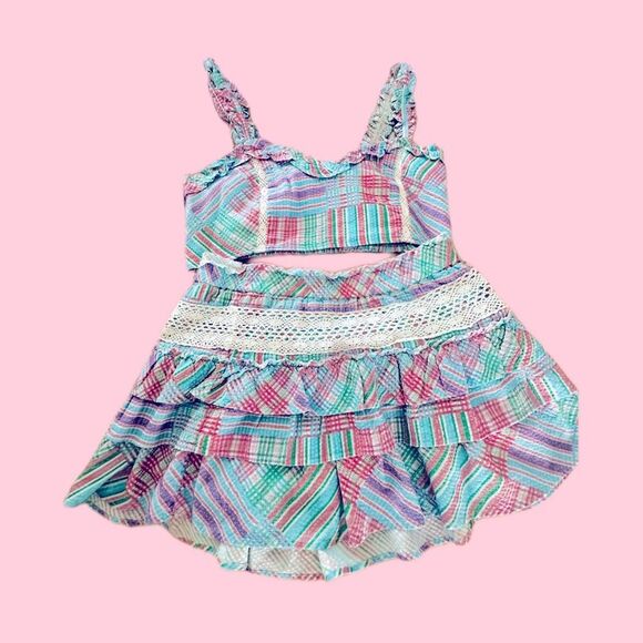 🍭LOVE SHACK FANCY🍭 - Matching crop top + high-rise layered skirt “SET”- XL - Picture 4 of 16